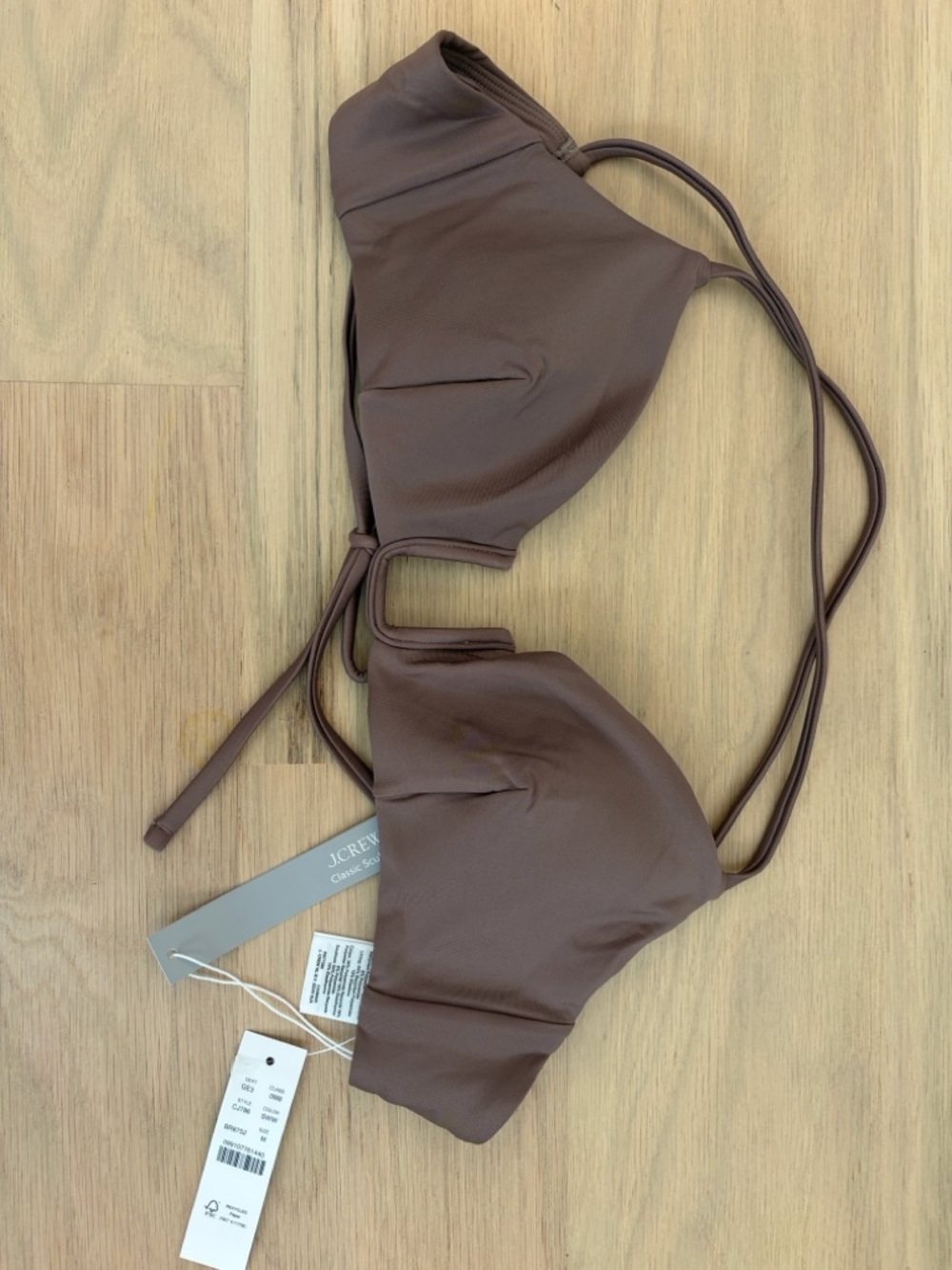 J. Crew Smoky Willow Wood Mira Bikini Top, M, NWT - Picture 3 of 3